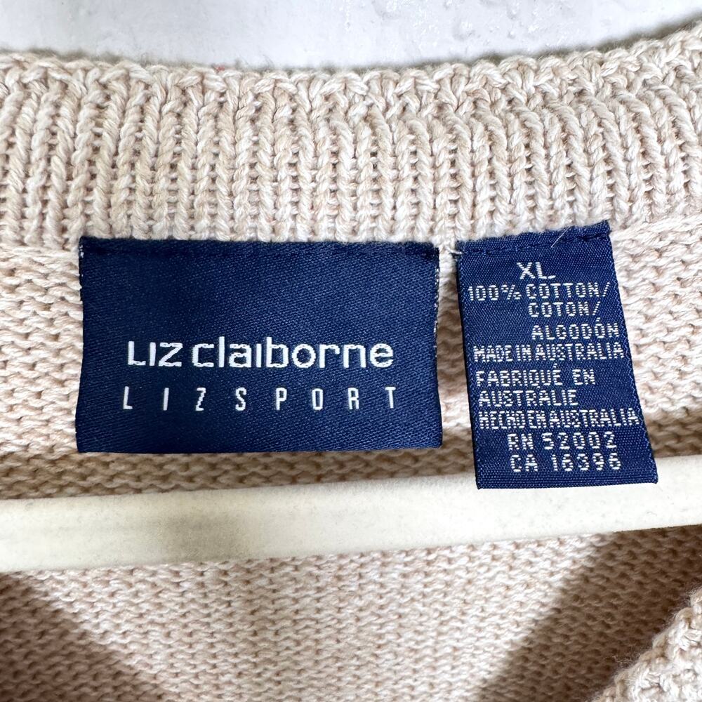 Liz Claiborne Womens Vintage Cardigan Sweater Size XL Cotton Holiday Embroidered - Picture 2 of 7